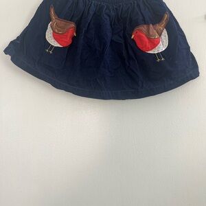 Mini Boden Navy Blue Skirt with Bird Appliqué pockets size 5-6y